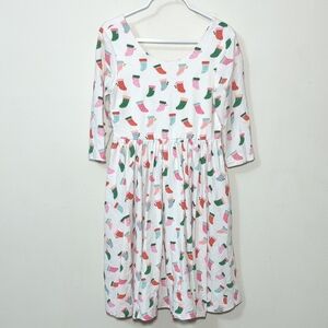 Ollie Jay Christmas Stocking Print Twirl Dress Holiday Colorful Girls Size 8